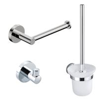 Fortifura Calvi Toiletset - toiletborstelhouder - open - handdoekhaak - toiletrolhouder - zonder klep - chroom SW639922/SW639924/SW639926