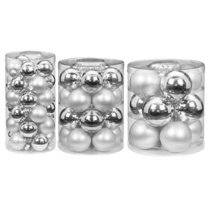 72x stuks glazen kerstballen elegant zilver mix 4, 6 en 8 cm glans en mat