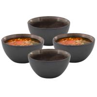 Kommetje/serveer schaaltje Samos - antraciet/taupe - 4x - 13 x 7 cm - keramiek - soepkommen