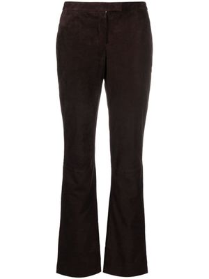 Theory pantalon en cuir à coupe évasée - Marron