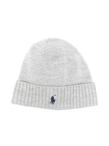 POLO RALPH LAUREN KIDS bonnet en maille à logo brodé - Gris