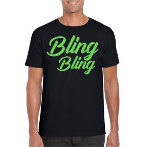 Verkleed T-shirt voor heren - bling - zwart - groen glitter - glitter and glamour - carnaval