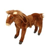 Hansa pluche paard met zadel knuffel 37 cm   - - thumbnail