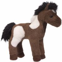Pluche knuffel Paint paard - wit/donkerbruin - 20 cm - pony paarden knuffels