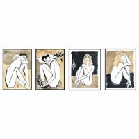 Schilderij DKD Home Decor Vrouw Modern (50 x 2,8 x 70 cm) (4 Stuks)