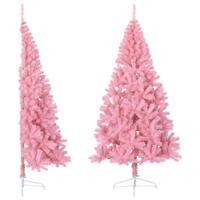 VidaXL Kunstkerstboom met standaard half 180 cm pvc roze