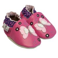 Rose et Chocolat babyslofjes Classic Butterfly Fuchsia Maat - thumbnail