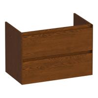 Brauer Inspire - Onderkast 80 cm - met 2 Softclose Lades Greeploos en 1 Sifon Uitsparing - Lamellen Eiken Bruin