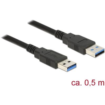 Delock USB-kabel USB 3.2 Gen1 (USB 3.0 / USB 3.1 Gen1) USB-A stekker, USB-A stekker 0.50 m Zwart Vergulde steekcontacten 85059
