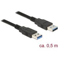 Delock USB-kabel USB 3.2 Gen1 (USB 3.0 / USB 3.1 Gen1) USB-A stekker, USB-A stekker 0.50 m Zwart Vergulde steekcontacten 85059