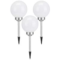 Set van 3x stuks solar tuinlampen/prikspots bol met roterende functie op zonne-energie 20 cm - thumbnail