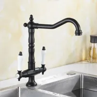 Bronskleurige Keukenkraan - Dubbele Hendel | Warm & Koud Water Bronskleurige Keukenkraan - Dubbele Hendel | Warm & Koud Water