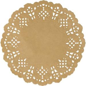 Placemats kant look - 10x - naturel - papier - rond - Tafel diner onderleggers