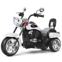 6 V Elektrische Motorfiets voor Kinderen met Verstelbare Koplamp Driewieler met Claxon Achteruitkijkspiegel Pedalen Wit + Zwart