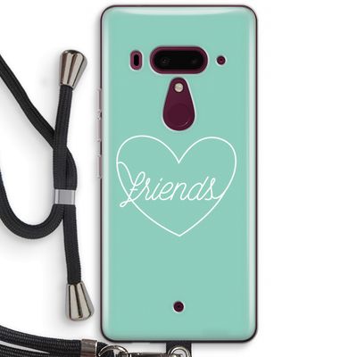 Friends heart pastel: HTC U12+ Transparant Hoesje met koord