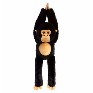 Keel Toys pluche Chimpansee aap knuffeldier - zwart/bruin - hangend - 50 cm