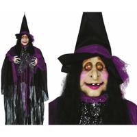 Decoratie pop horror heks - licht/geluid - Halloween thema - hangend - 120 cm