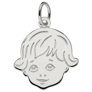 Hanger 141.0067.01 Kinderkopje Meisje zilver 20 x 18 mm