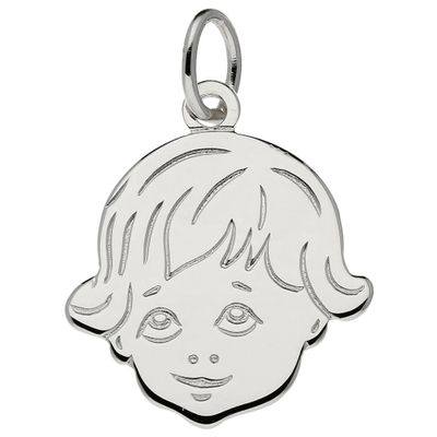 Hanger 141.0067.01 Kinderkopje Meisje zilver 20 x 18 mm
