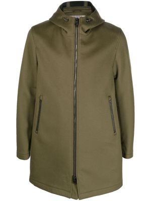 Herno manteau zippé à capuche - Vert