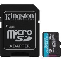 Kingston Canvas Go! Plus microSDXC 64 GB geheugenkaart Incl. adapter, Class 10, UHS-I U3, V30, A2 - thumbnail