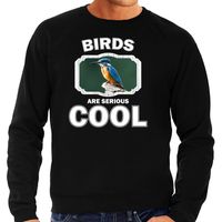 Sweater birds are serious cool zwart heren - vogels/ ijsvogel zittend trui 2XL  -