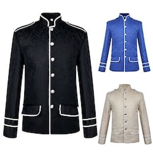 Prins Aristocraat Retro Vintage Rococo Middeleeuws 18de E Jas Gemaskerd Bal Militair Uniform Voor Heren Kostuum Zwart Blauw Beige Wijnoogst Cosplay Feest