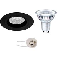 LED Spot Set - Pragmi Rodos Pro - GU10 Fitting - Inbouw Rond - Mat Zwart - Ø93mm - Philips - CorePro 840 36D - 3.5W - Natuurlijk Wit 4000K