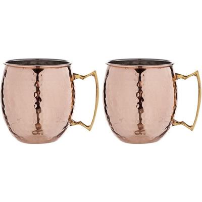 Cosy & Trendy Cocktailglazen Moscow Mule - 2x - gehamerd koper - 450 ml - Cocktailglazen