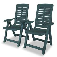 Tuinstoelen 2 st verstelbaar kunststof groen