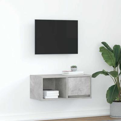 TV-meubel 60x31x25,5 cm bewerkt hout betongrijs