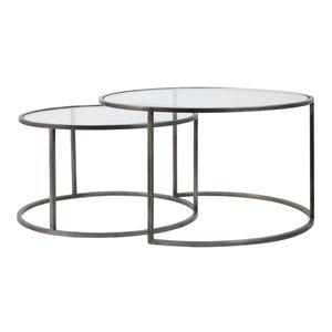 Light & Living - Salontafel DUARTE - Ø75x44cm - Grijs - Set van 2