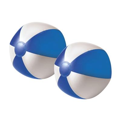 Impression Strandbal - 2x - opblaasbaar - zwembad speelgoed - blauw/wit - D26 cm