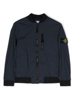 Stone Island Junior veste bomber zippée à patch logo - Bleu