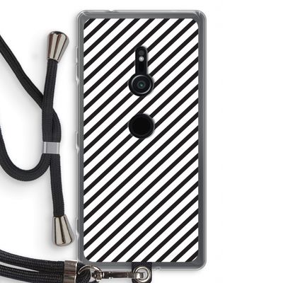 Strepen zwart-wit: Sony Xperia XZ2 Transparant Hoesje met koord