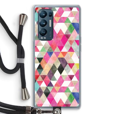 Gekleurde driehoekjes: Oppo Find X3 Neo Transparant Hoesje met koord
