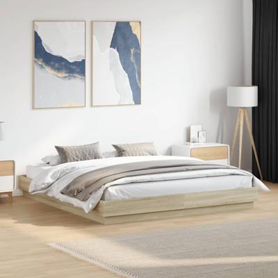 Bedframe bewerkt hout sonoma eikenkleurig 200x200 cm