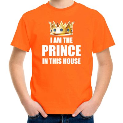 Koningsdag t-shirt Im the prince in this house oranje jongens