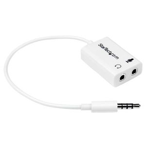 StarTech.com Witte headsetadapter voor headsets met aparte koptelefoon-/microfoonstekkers 3,5 mm 4-positie naar 2x 3-positie 3,5 mm M/F