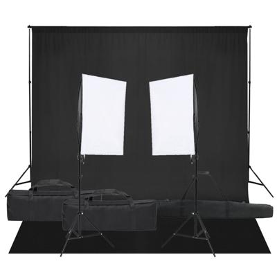 Fotostudioset met verlichtingsset en achtergrond