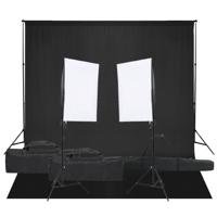 Fotostudioset met verlichtingsset en achtergrond