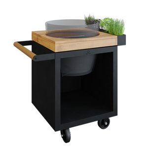 OFYR Kamado Table Black 65 PRO Teak Wood BGE