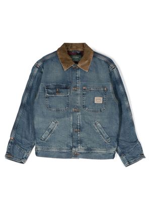 POLO RALPH LAUREN KIDS veste en jean à col en velours côtelé - Bleu