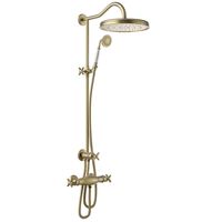 Regendoucheset Tres Clasic Thermostatische Opbouw Incl. Handdouche Doucheslang 170 cm Verouderd Messing - thumbnail