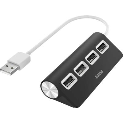 Hama USB 2.0-hub 4 poorten Zwart