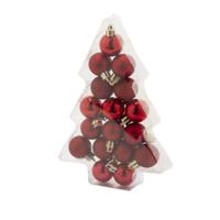 Cosy & Trendy Kerstballen - 17 stuks - kunststof - rood - mat-glans-glitter - 3 cm