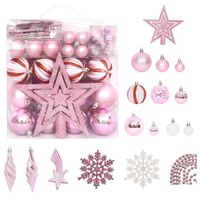 vidaXL 65-delige Kerstballenset roze/rood/wit - thumbnail