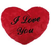 I Love You hartjes kussen - rood - 35 cm - Valentijnsdag - Cadeau