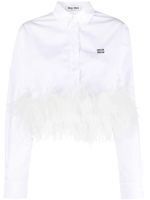 Miu Miu chemise crop à détails de plumes - Blanc - thumbnail