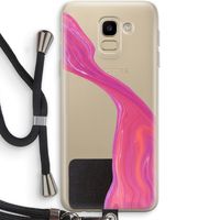 Paarse stroom: Samsung Galaxy J6 (2018) Transparant Hoesje met koord